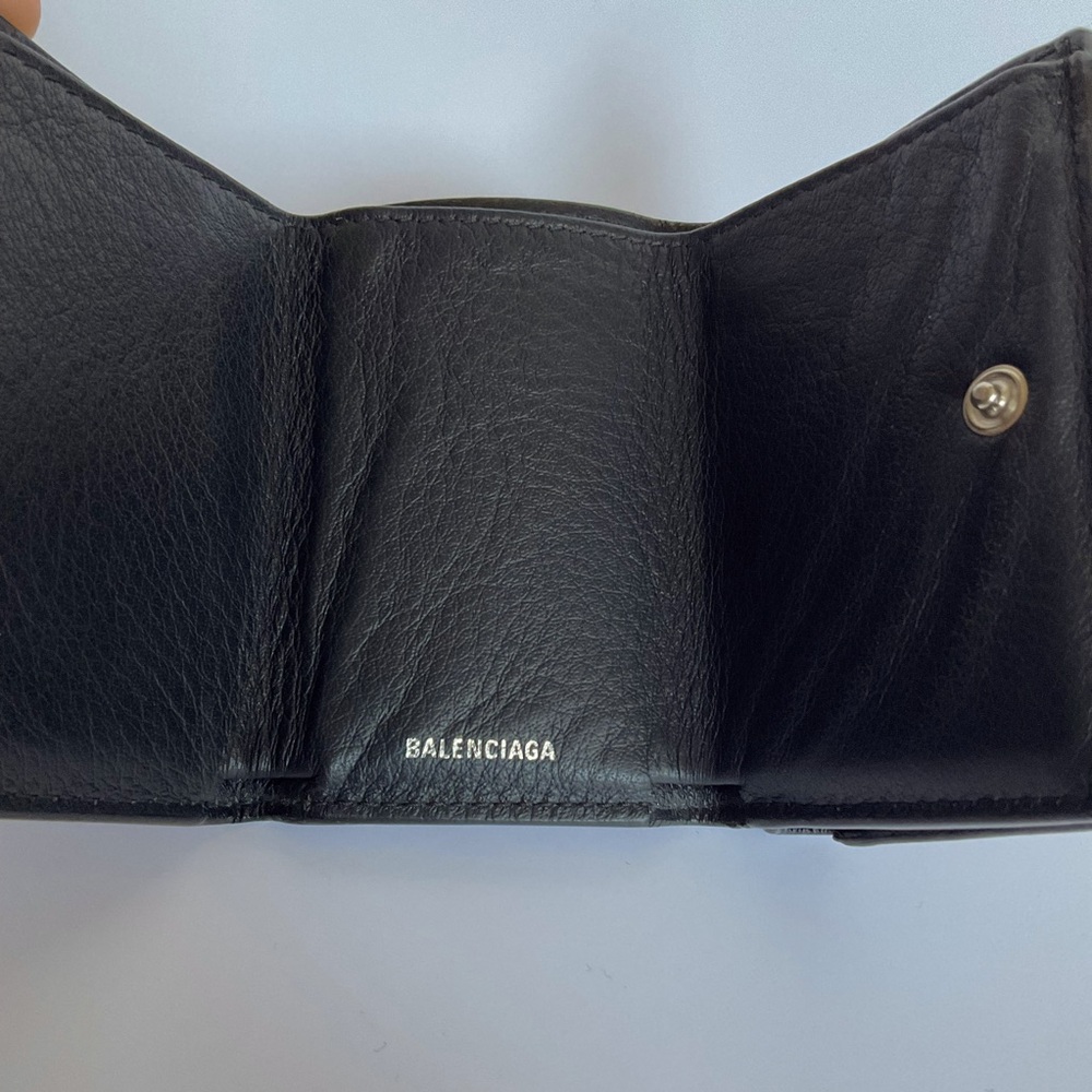 Balenciaga Mini Wallet Tri-fold Black Authentic Italy Leather - Picture 6 of 12